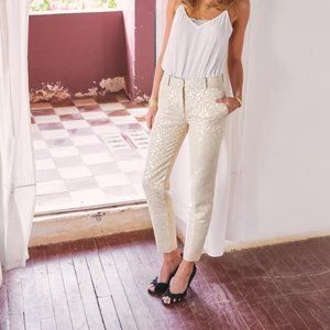 NWT Sezane Gustav Gold Leopard Slim Trousers